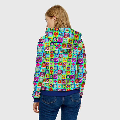 Женская толстовка Сердца и квадраты абстракция / 3D-Синий – фото 4