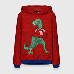 Женская толстовка Динозавр в свитере - новогодние драконы