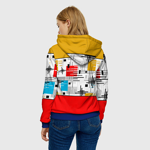 Женская толстовка Узор красного горчичного цвета / 3D-Синий – фото 4