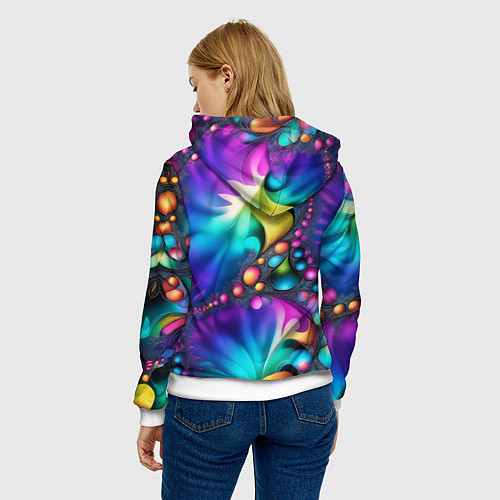 Женская толстовка Розово синий фрактал / 3D-Белый – фото 4
