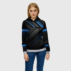 Толстовка-худи женская Абстрактная вселенная черного, цвет: 3D-меланж — фото 2