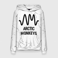 Толстовка-худи женская Arctic Monkeys glitch на светлом фоне, цвет: 3D-белый