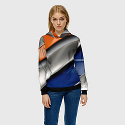 Толстовка-худи женская Разноцветные полоски, цвет: 3D-черный — фото 2