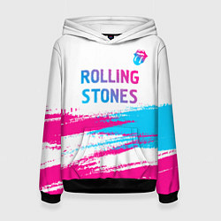 Женская толстовка Rolling Stones neon gradient style посередине