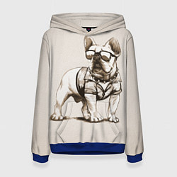 Женская толстовка Французский бульдог в очках и рубашке