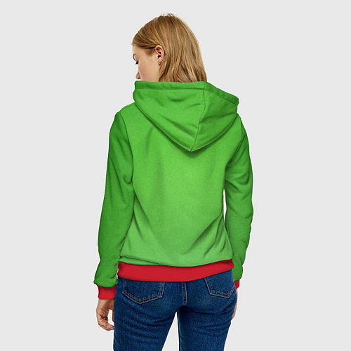 Женская толстовка Дракон и Дед Мороз азиат / 3D-Красный – фото 4