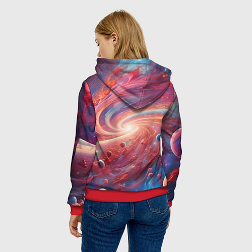 Женская толстовка Галактика в спирали / 3D-Красный – фото 4