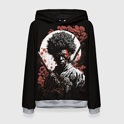 Женская толстовка Черный самурай на фоне луны