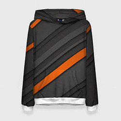 Толстовка-худи женская Оранжевая полоса на сером фоне, цвет: 3D-белый