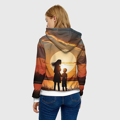 Женская толстовка Мать и дитя на закате / 3D-Белый – фото 4
