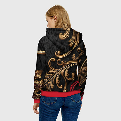Женская толстовка Золотые абстрактные узоры / 3D-Красный – фото 4