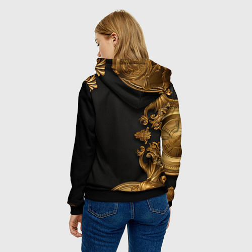 Женская толстовка Золотые объемные узоры / 3D-Черный – фото 4
