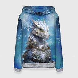 Толстовка-худи женская Зимний дракон, цвет: 3D-меланж