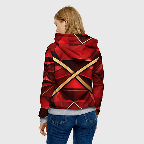 Женская толстовка Герб России на красном абстрактном фоне / 3D-Меланж – фото 4
