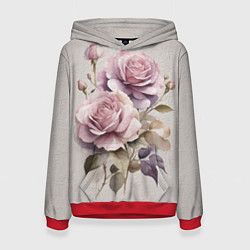 Женская толстовка Нежные розовые розы на стене