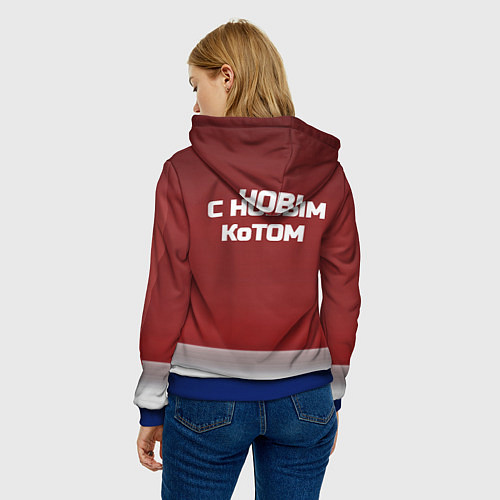 Женская толстовка С новым котом - два кота в костюмах Санты / 3D-Синий – фото 4