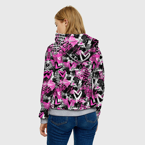 Женская толстовка Каракулевые сердечки паттерн / 3D-Меланж – фото 4