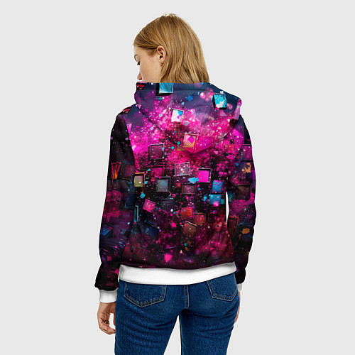 Женская толстовка Летящие абстрактные кубики / 3D-Белый – фото 4