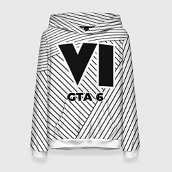 Женская толстовка Символ GTA 6 на светлом фоне с полосами