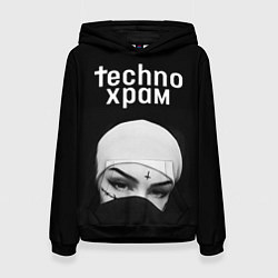 Толстовка-худи женская Techno храм монашка в маске, цвет: 3D-черный