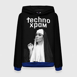 Женская толстовка Techno храм монашка курит