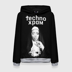 Толстовка-худи женская Techno храм монашка сфужером, цвет: 3D-меланж