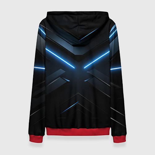 Женская толстовка Синяя неоновая полоса на черном фоне / 3D-Красный – фото 2