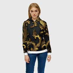 Толстовка-худи женская Позолоченные классические объемные узоры, цвет: 3D-белый — фото 2