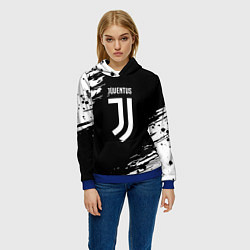 Толстовка-худи женская Juventus спорт краски, цвет: 3D-синий — фото 2