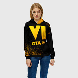 Толстовка-худи женская GTA 6 - gold gradient, цвет: 3D-черный — фото 2