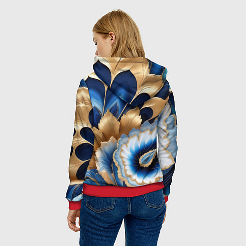 Женская толстовка Королевский синий с золотом / 3D-Красный – фото 4