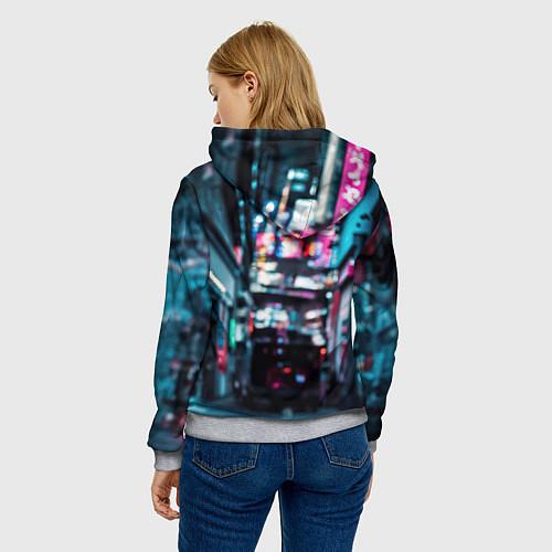Женская толстовка Тинейджер в кибернетическом шлеме / 3D-Меланж – фото 4