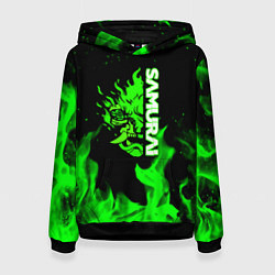 Женская толстовка Samurai green fire toxic