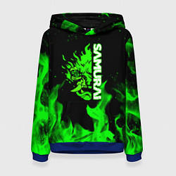 Женская толстовка Samurai green fire toxic