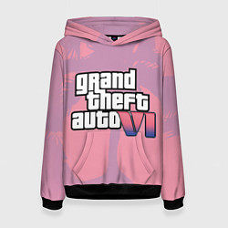 Толстовка-худи женская GTA 6 pink, цвет: 3D-черный