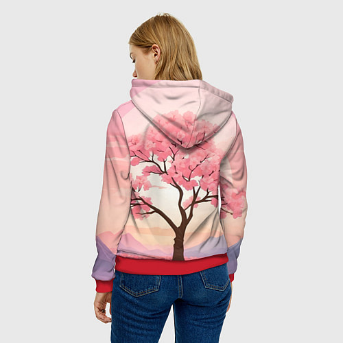 Женская толстовка Вишневое дерево в полном цвету / 3D-Красный – фото 4