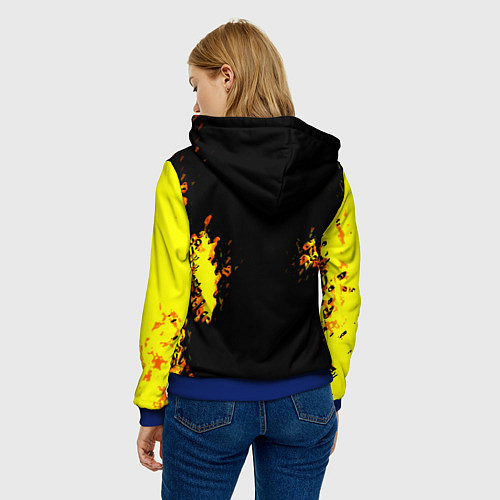 Женская толстовка Герб РФ краски жёлтые патриотизм / 3D-Синий – фото 4