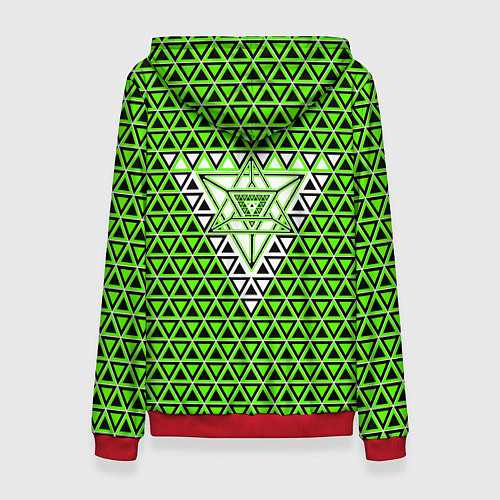 Женская толстовка Зелёные и чёрные треугольники / 3D-Красный – фото 2