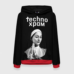Женская толстовка Techno храм монашка в татуировках