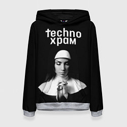 Женская толстовка Techno храм монашка в молитве