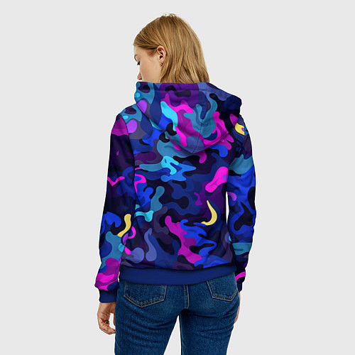 Женская толстовка Яркие разноцветные пятна в виде камуфляжа / 3D-Синий – фото 4