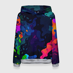 Женская толстовка Яркие кислотная разноцветные пятна в виде камуфляж