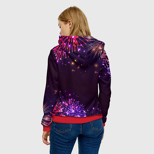 Женская толстовка Праздничная Любовь: фейерверк / 3D-Красный – фото 4