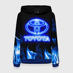 Толстовка-худи женская Toyota neon fire, цвет: 3D-синий