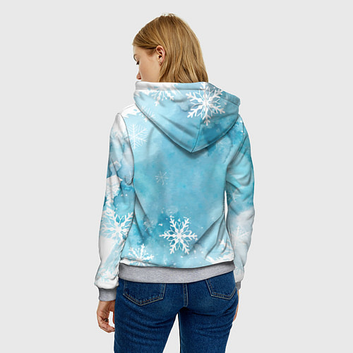 Женская толстовка Питбуль в новогоднем костюме / 3D-Меланж – фото 4