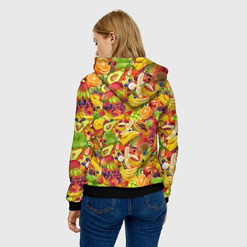 Женская толстовка Экзотические фрукты и ягоды / 3D-Черный – фото 4