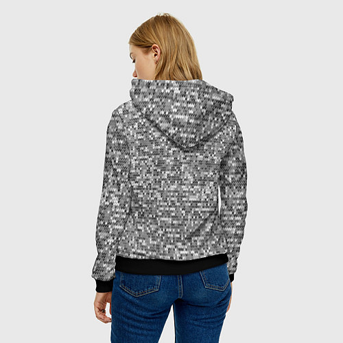 Женская толстовка Узор серого вязанного трикотажа меланж / 3D-Черный – фото 4