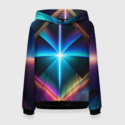 Женская толстовка Светящиеся лучи в квадрате