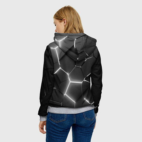 Женская толстовка Чёрные плиты разломы броня / 3D-Меланж – фото 4
