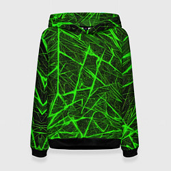 Женская толстовка Зелёная паутина на чёрном фоне